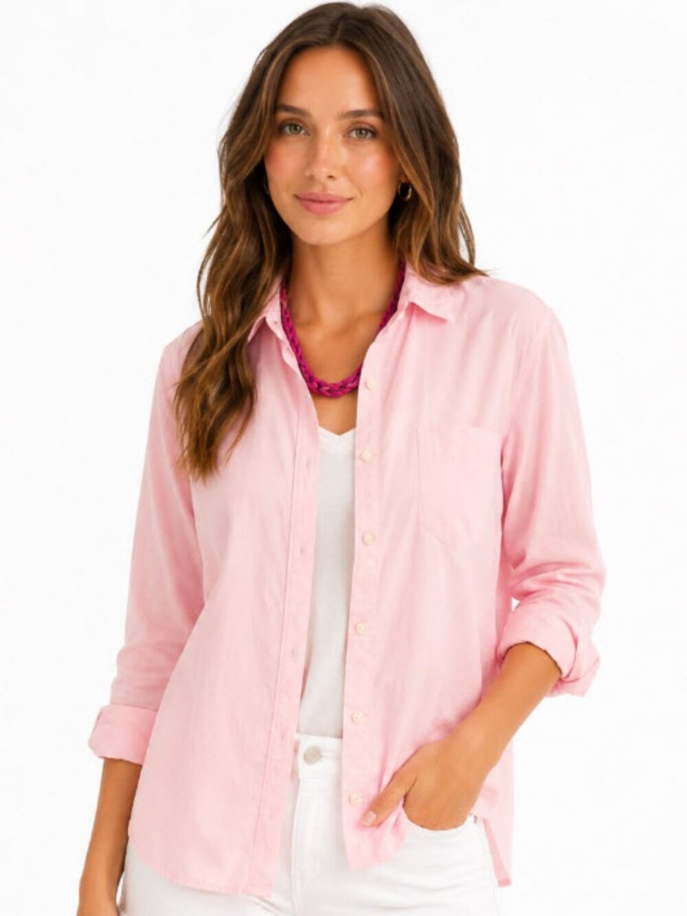 Nwot Pink Cotton Button Down Shirt